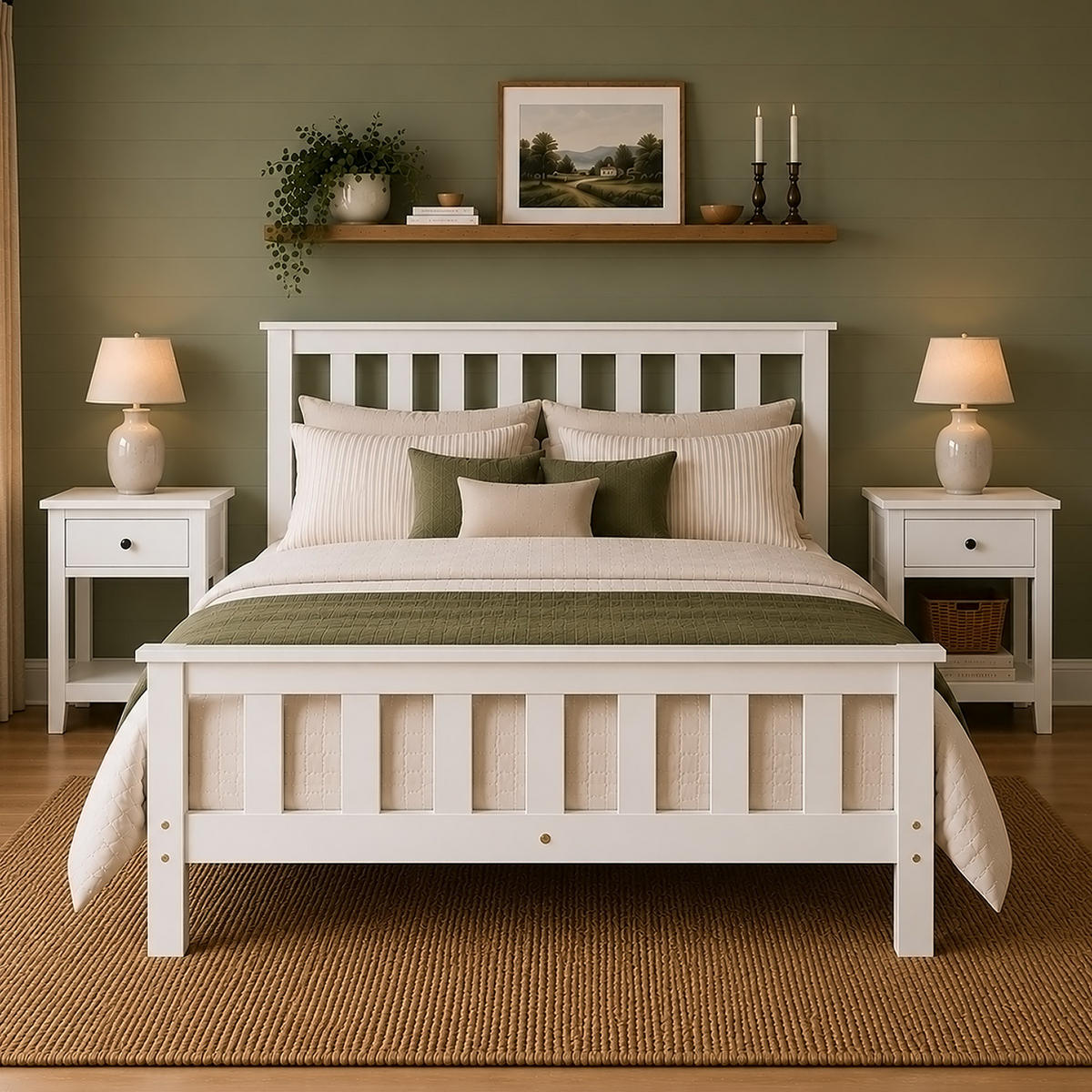 HOLZBETT Doppelbett mit Lattenrost 140/200 cm weiß - Weiß, Holz (140/200cm) - Homestyle4u