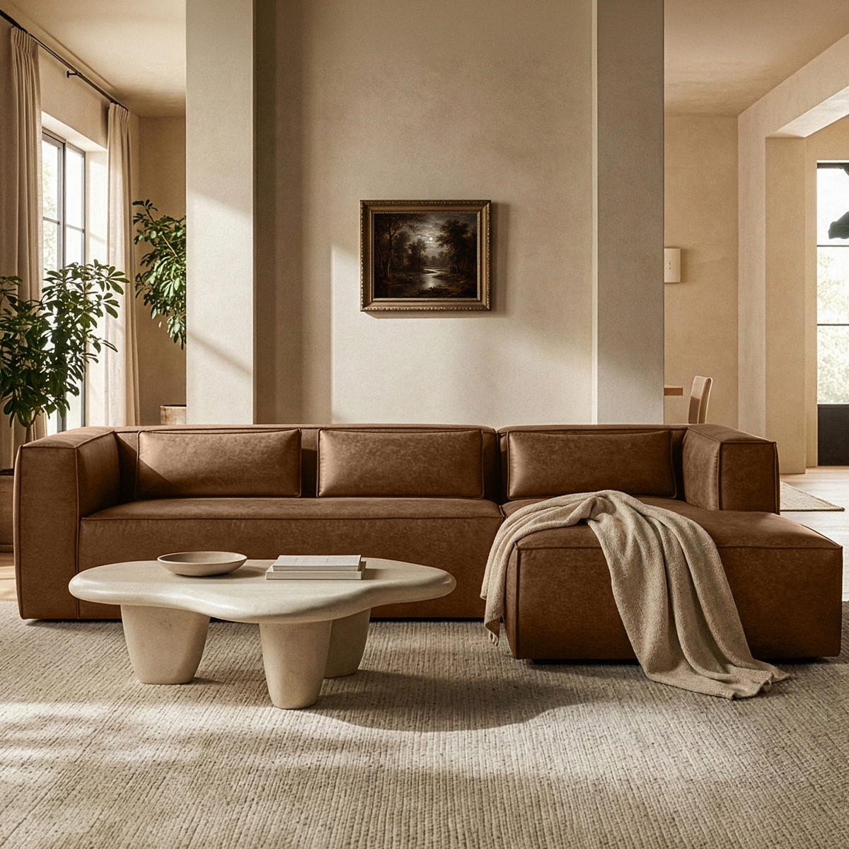 ECKSOFA RECHTS FEROX, Braun - Braun, Holz/Holzwerkstoff (300/175cm) - KONSIMO®