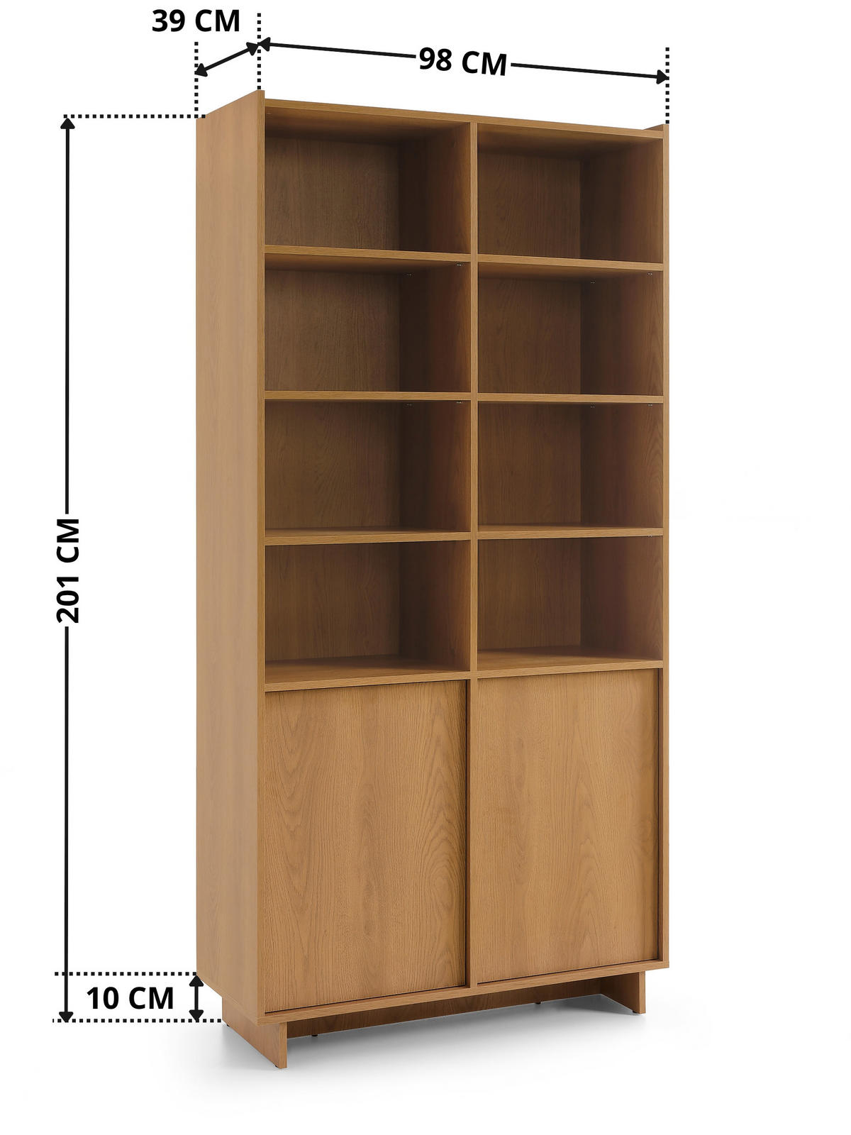 REGAL SUNA 98 cm (Karamell Eiche, Push to Open) - Eichefarben, Holz/Holzwerkstoff (98/201/39cm) - Ravio
