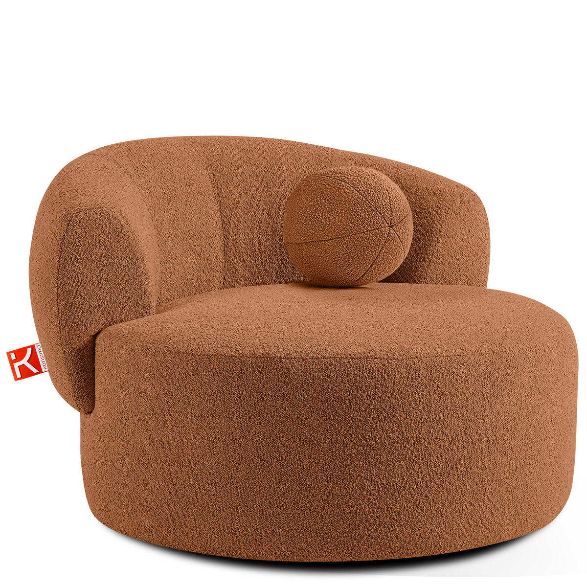 DREHSESSEL VIRA, Rost, Bouclé - Rotbraun/Schwarz, Holz/Holzwerkstoff (105/76/100cm) - KONSIMO®