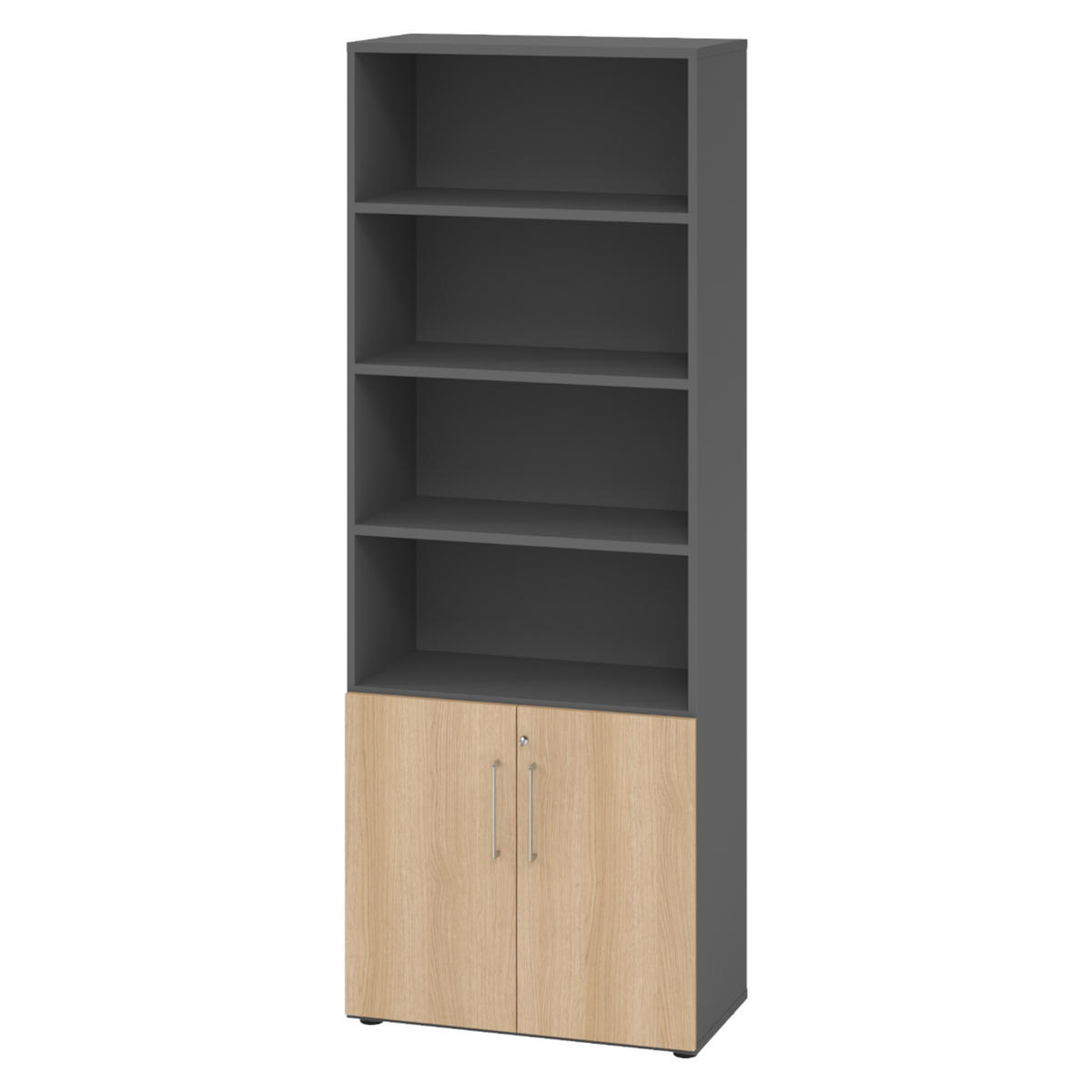 KOMBISCHRANK - 2 plus 4 Ordnerhöhen 42/80/215,6 cm in Graphitfarben/Eichefarben - Eichefarben/Graphitfarben, Holzwerkstoff (80/215.6/42cm) - bümö