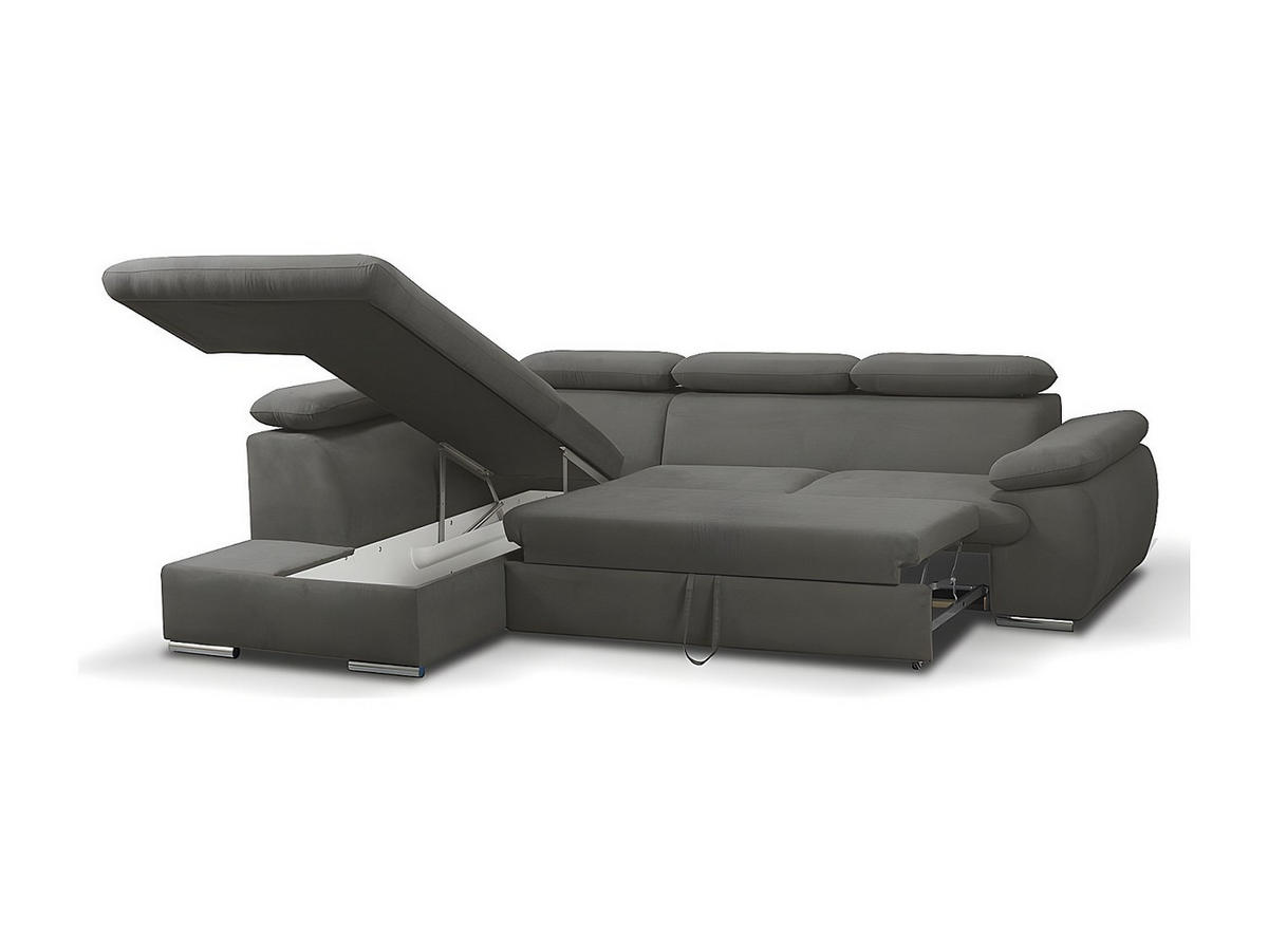 ECKSOFA mit Schlaffunktion & Bettkasten - Ecke Links - Anthrazit - FABIEN - Anthrazit, Textil (221/271cm) - Vente-Unique