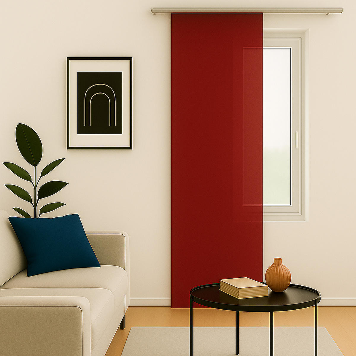 FLÄCHENVORHANG blickdicht 60x245 cm Rot mit Technik - Rot, Textil (60/245cm)