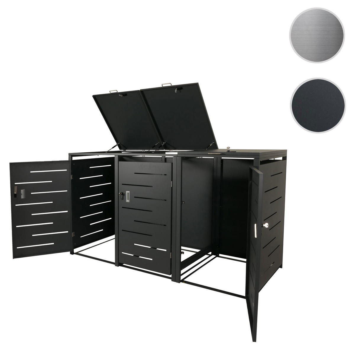 MÜLLTONNENBOX XL 3er-/6er 116x212x98cm erweiterbar Anthrazit Stahl - Anthrazit, Metall (212/116/98cm) - PROREGAL