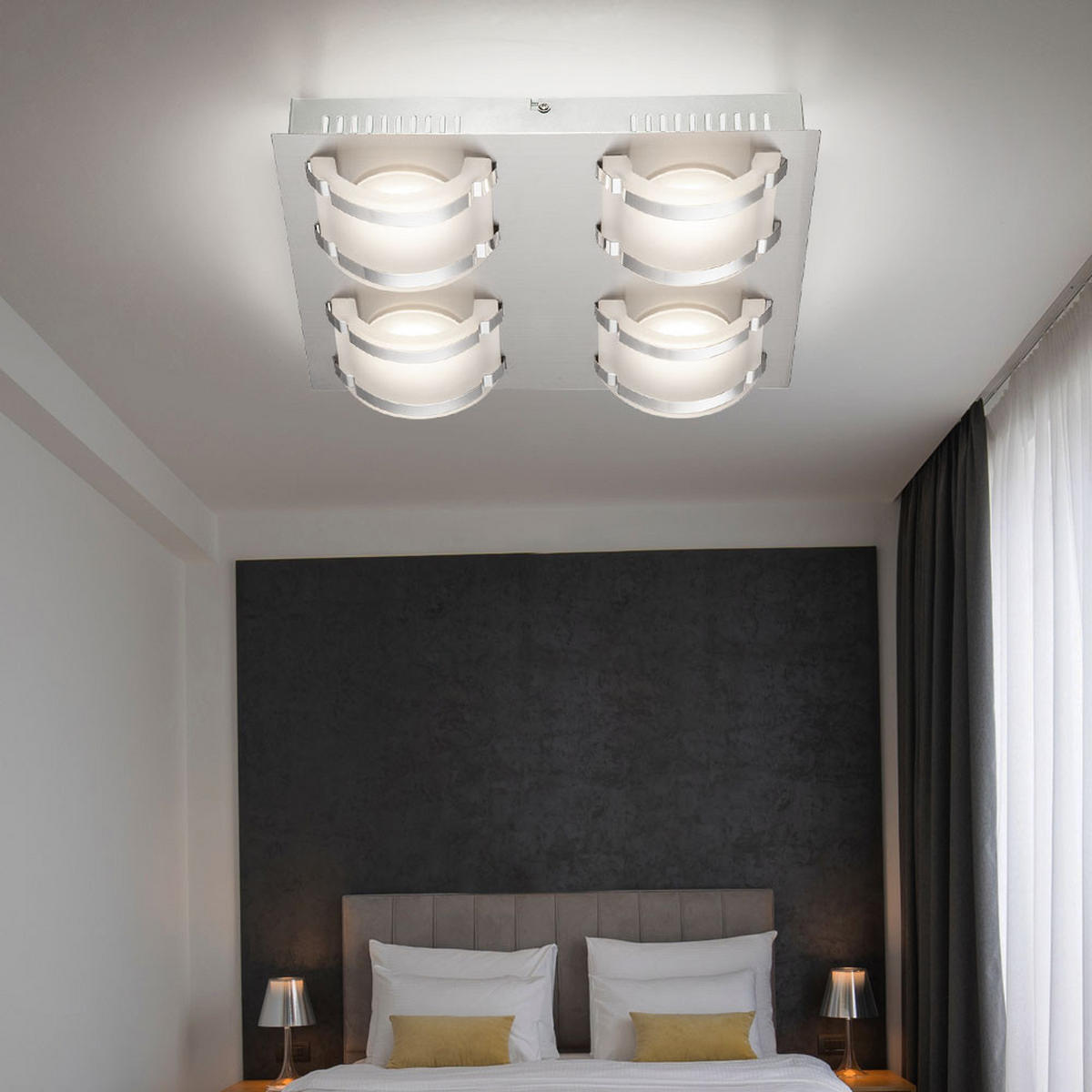 LED DECKENLEUCHTE Nelda Silber Nickel matt Chrom - Silberfarben, Glas (33.5/28.5/7.5cm) - Globo Lighting