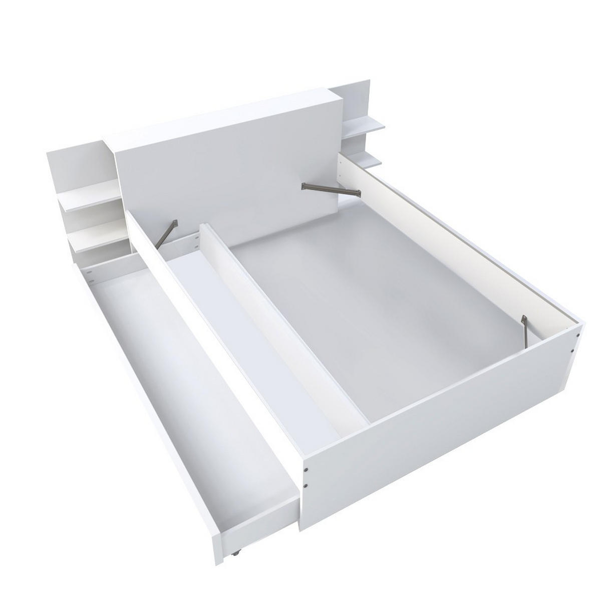 BETT CITY mit Kopfteil und Schublade/ Bett 140x190 - Weiß - Weiß, Holzwerkstoff (140/190cm) - Weber Industries