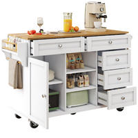 KÜCHENINSEL 134/46/92 cm weiß mit Rollen und viel Stauraum - Weiß, Holzwerkstoff (134/92/46cm) - OKWISH