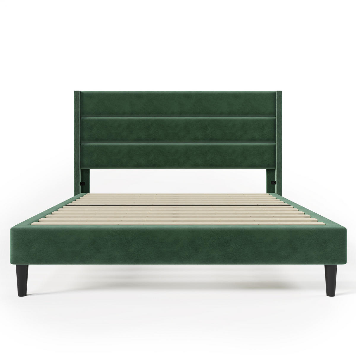 POLSTERBETT 140/200 cm dunkelgrün aus Samt mit Matratze - Grün, Textil (140/200cm) - OKWISH