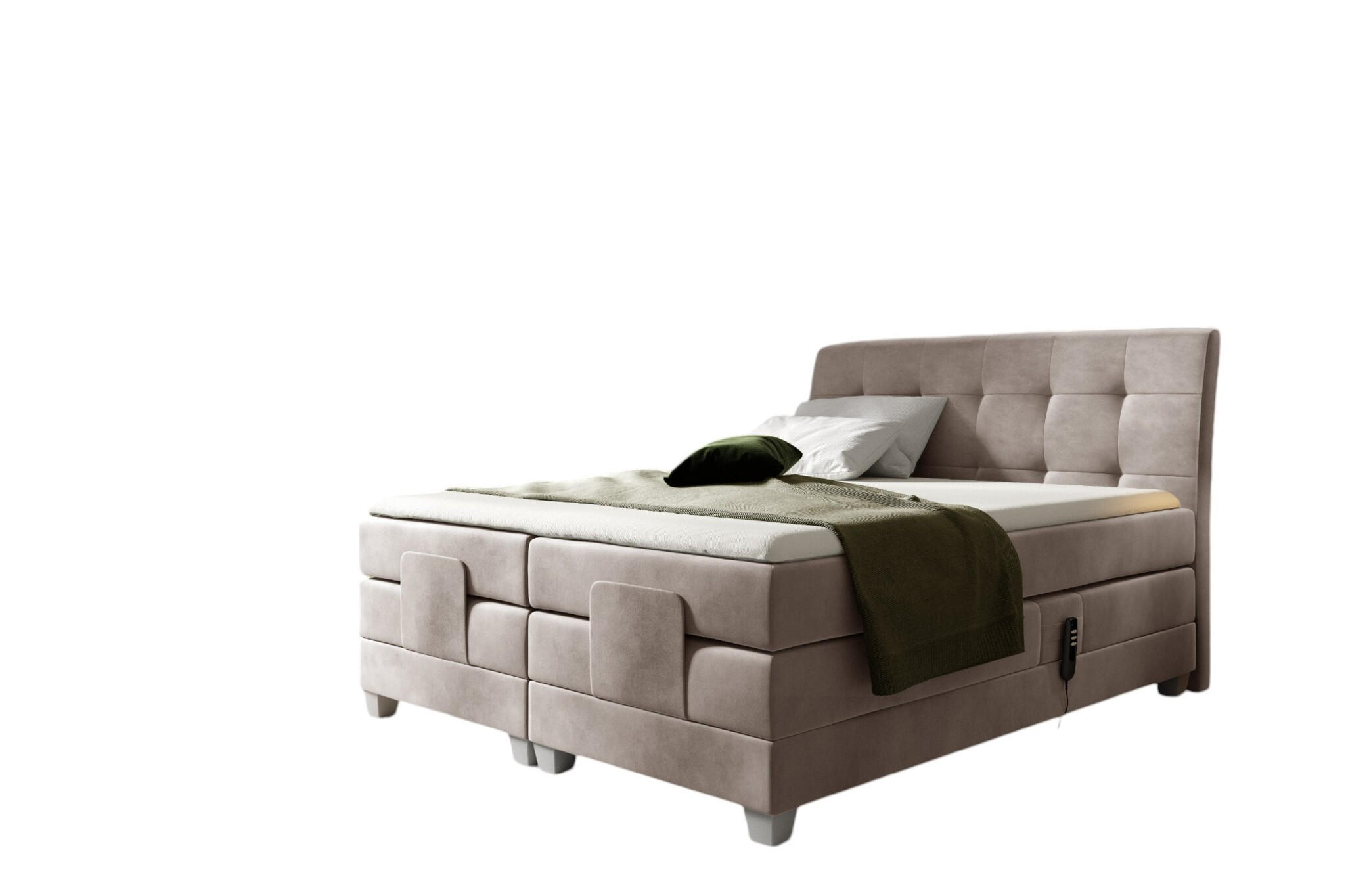 BOXSPRINGBETT Elektrisch Franco - Graubraun, Holzwerkstoff/Textil (120/200cm) - Fun Möbel