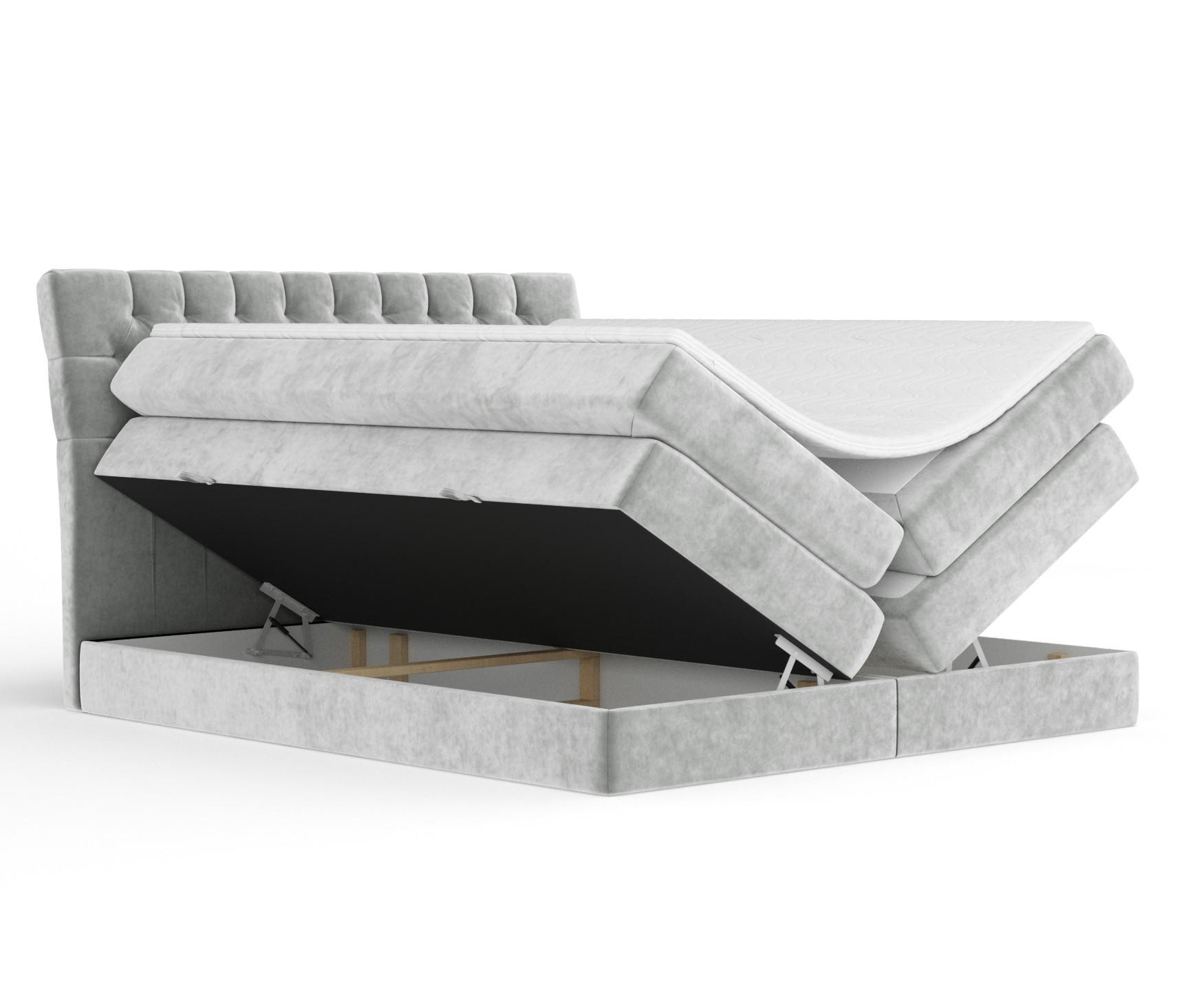 BOXSPRINGBETT Seraphine Hellgrau 140/200 cm - Hellgrau/Schwarz, Holz/Holzwerkstoff (140/200cm) - Maison de Reve
