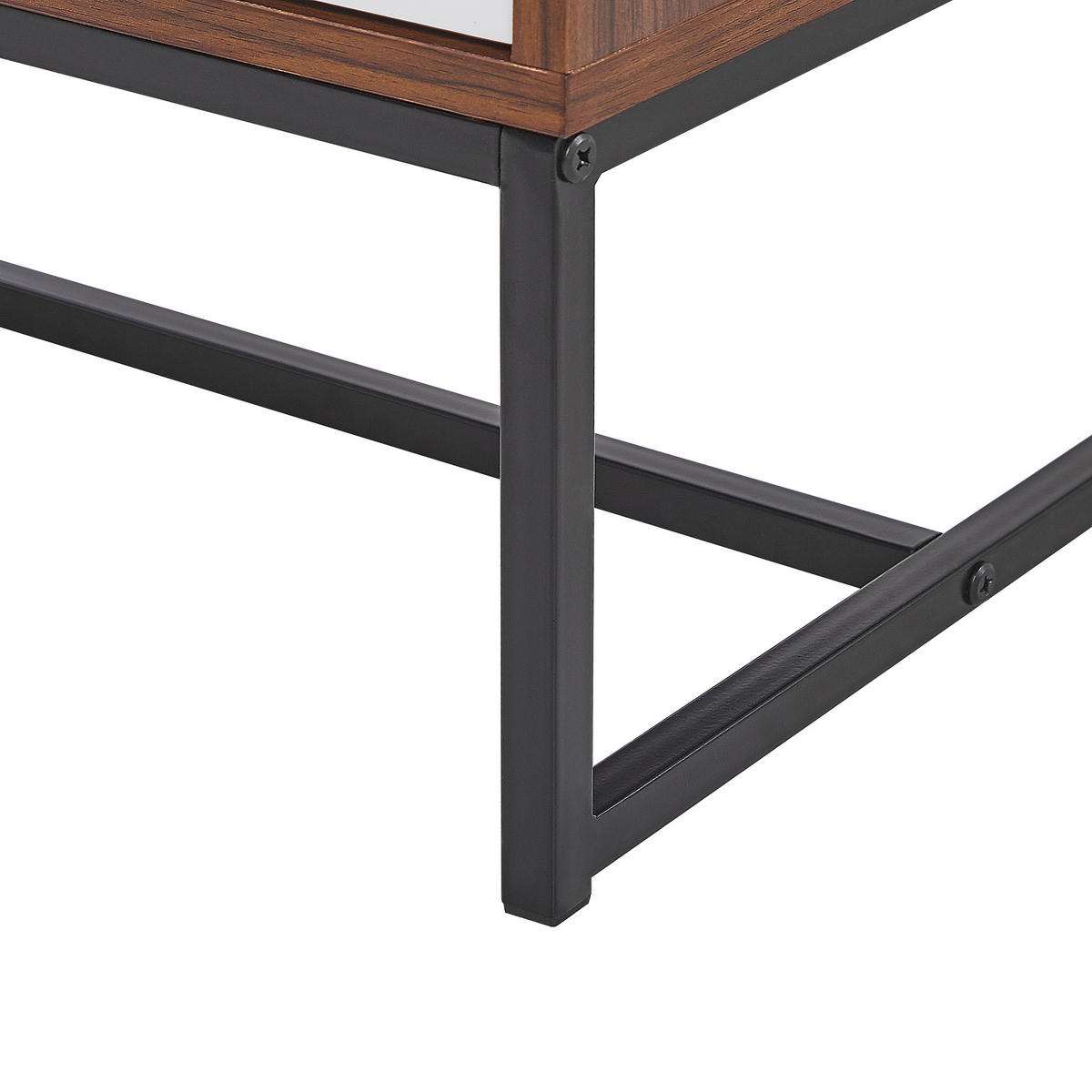 TV-MÖBEL Weiß/Dunkler Holzfarbton/Schwarz Nueva - Dunkelbraun/Schwarz, Holzwerkstoff (150/55/40cm) - Beliani