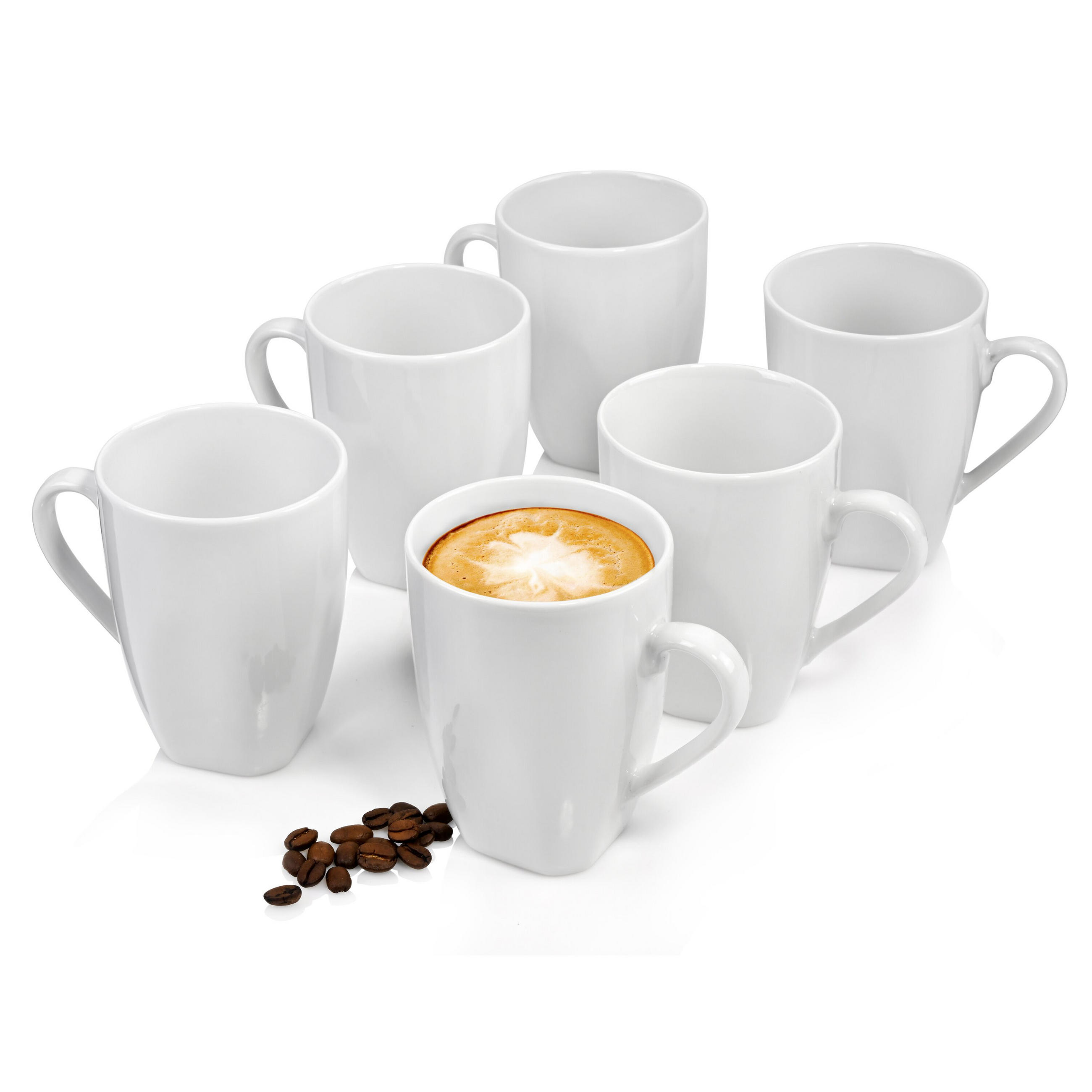KAFFEEBECHER SET BILGOLA - 6 teilig aus Porzellan - Weiß, Keramik (32.5/18.5/22.5cm) - Sänger