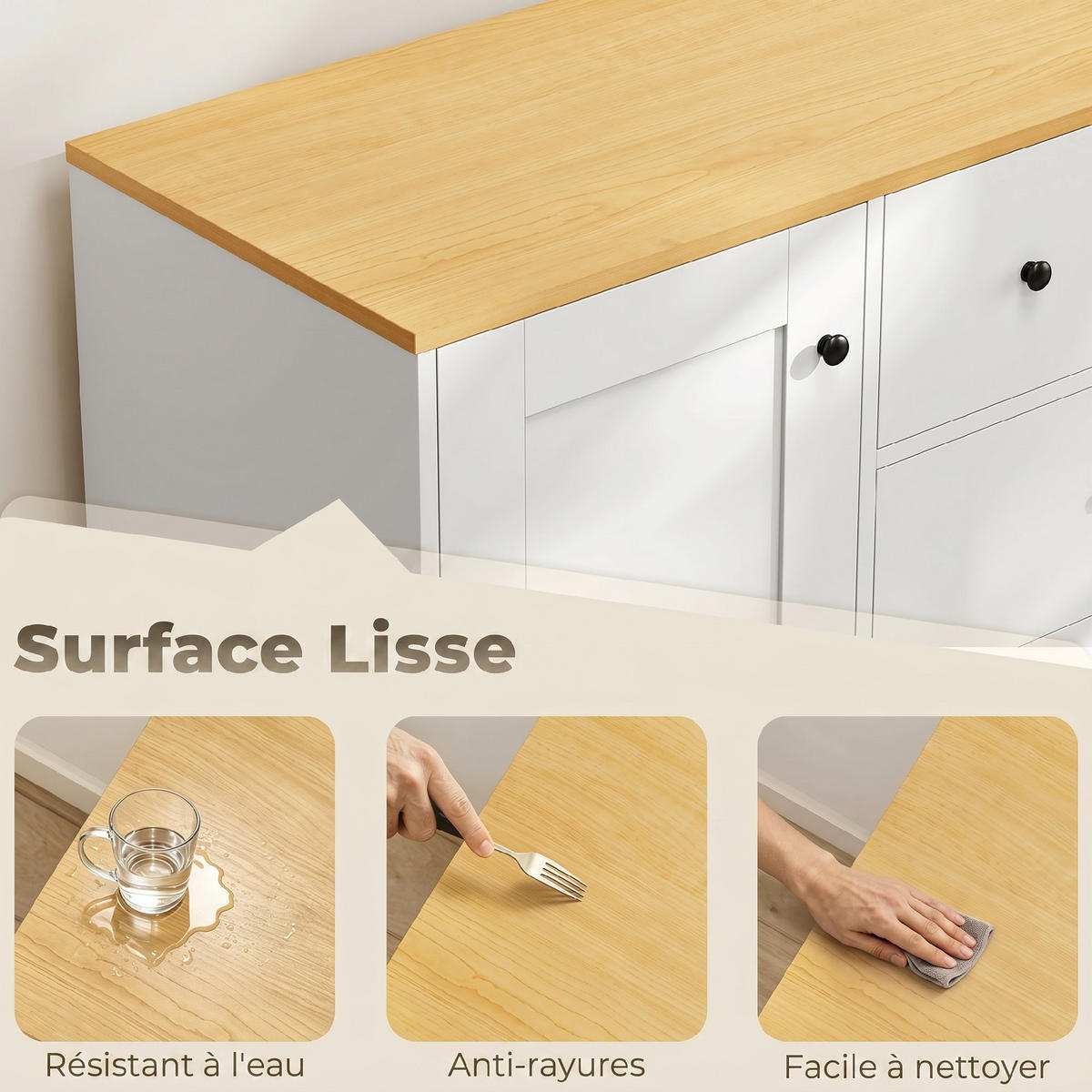 SIDEBOARD Weiß/Eichefarben 100/40/94 cm - Weiß, Holzwerkstoff (100/94/40cm) - PANGIVO