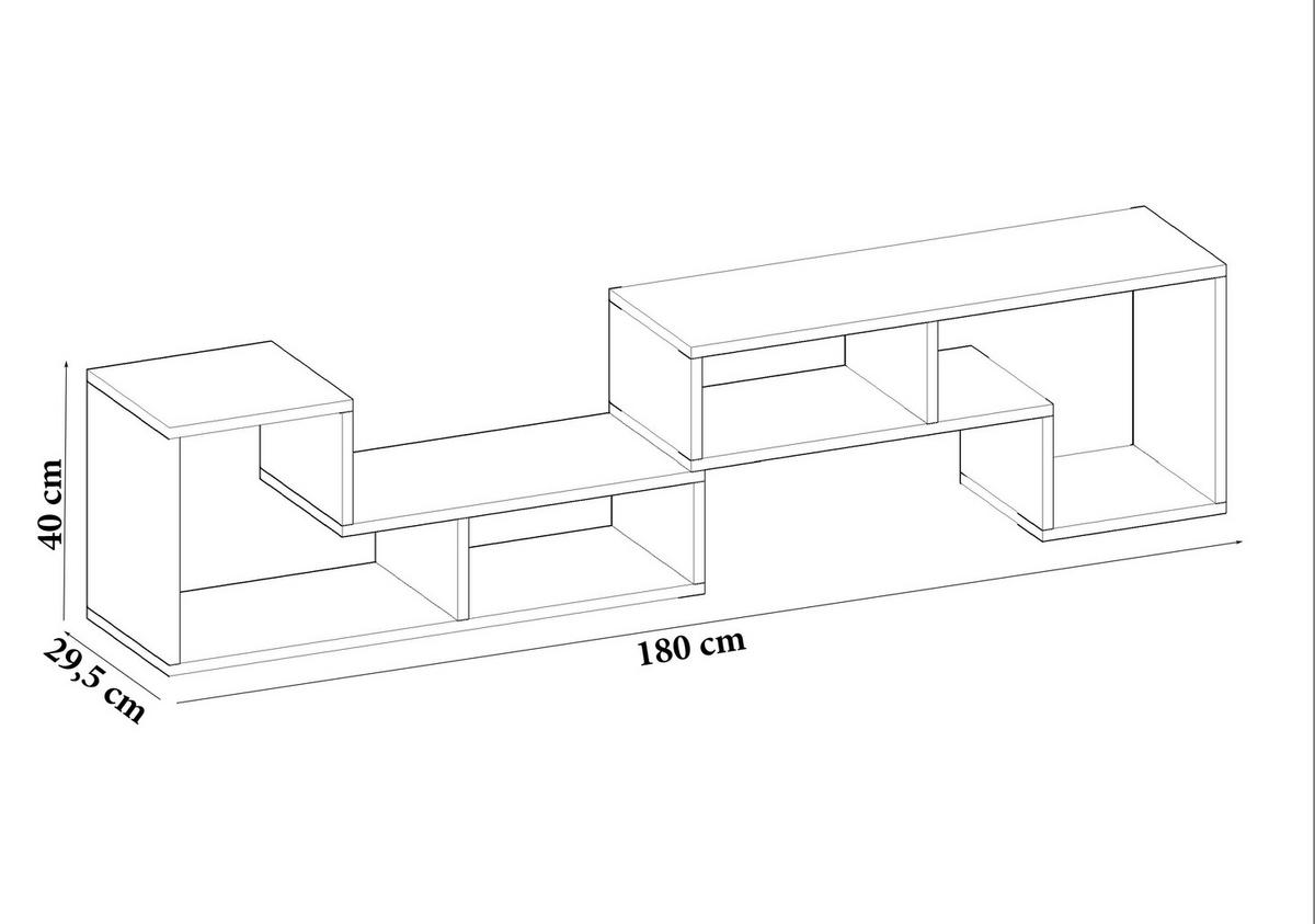 TV-ELEMENT Tetris Weiss - Weiß, Holzwerkstoff (120/40/29.5cm)