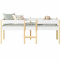 HOCHBETT 90/200 cm in Weiß Kinderbett mit Rausfallschutz und Leiter im skandinavischen Design - Weiß/Naturfarben, Holzwerkstoff (90/200cm) - STILVORA