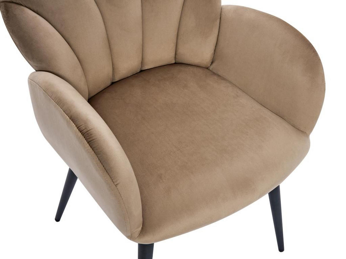 STUHL mit Armlehnen 6er-Set - Samt & schwarzes Metall - Beige - LANSENA - Beige, Textil (65/81/56cm) - Pascal Morabito