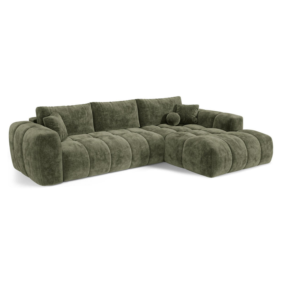 ECKSOFA rechtwinklig SKY Geprägter Samt Vintage-Grün 310cm - Dunkelgrün/Grün, Textil (310/180cm) - Premium Interiors