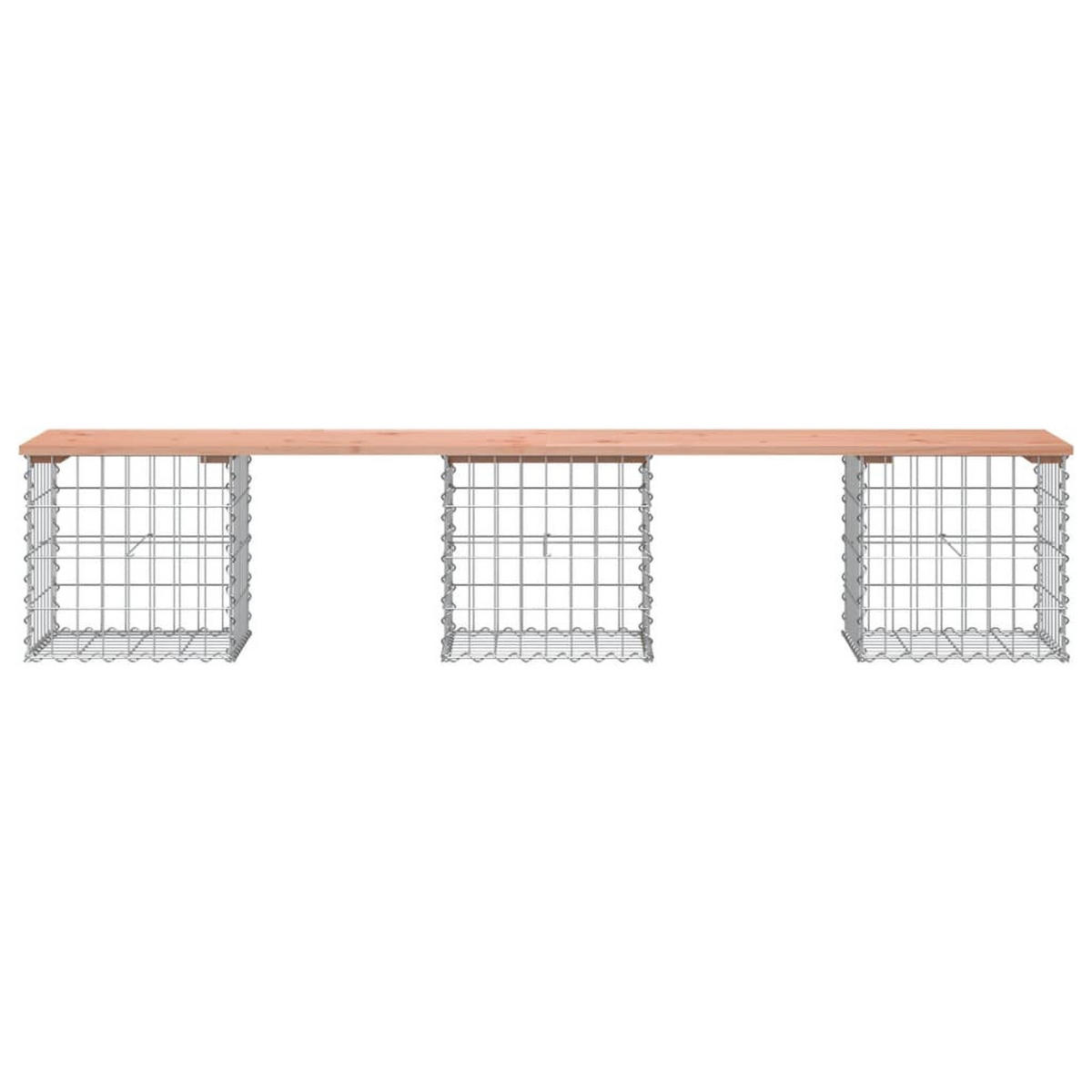 GARTENBANK aus Gabionen 203x44x42 cm Massivholz Douglasie - Braun, Holz (203/42/44cm) - furnicato