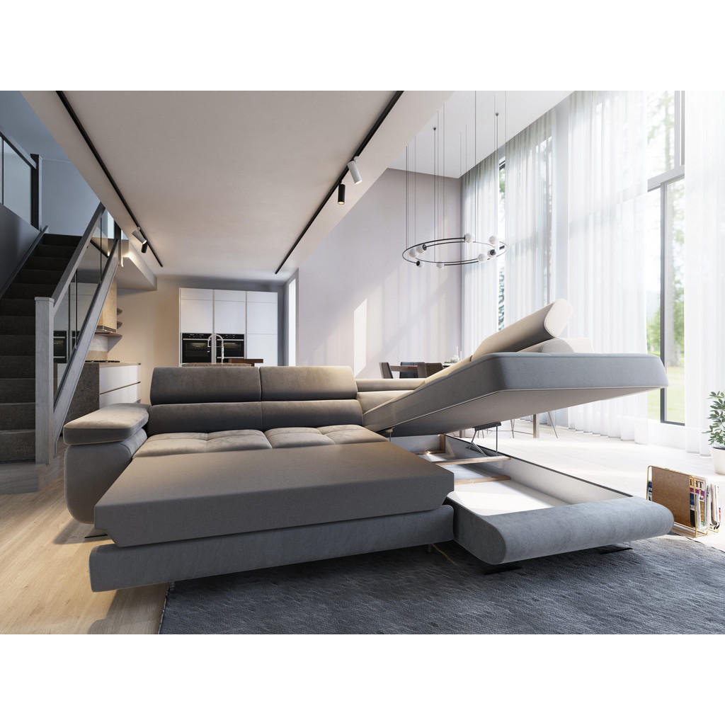 Thumbnail - Masseno Ecksofa, Hellgrau, Holz, 5-Sitzer, L-Form,L-Form, 275x202 cm, Wohnzimmer, Sofas & Couches, Wohnlandschaften, Eck...