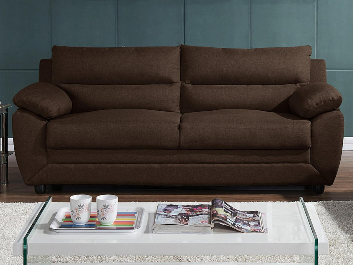 SOFA 3-Sitzer - Stoff - Braun - MANOA - Braun, Textil (201/88/82cm) - Vente-Unique