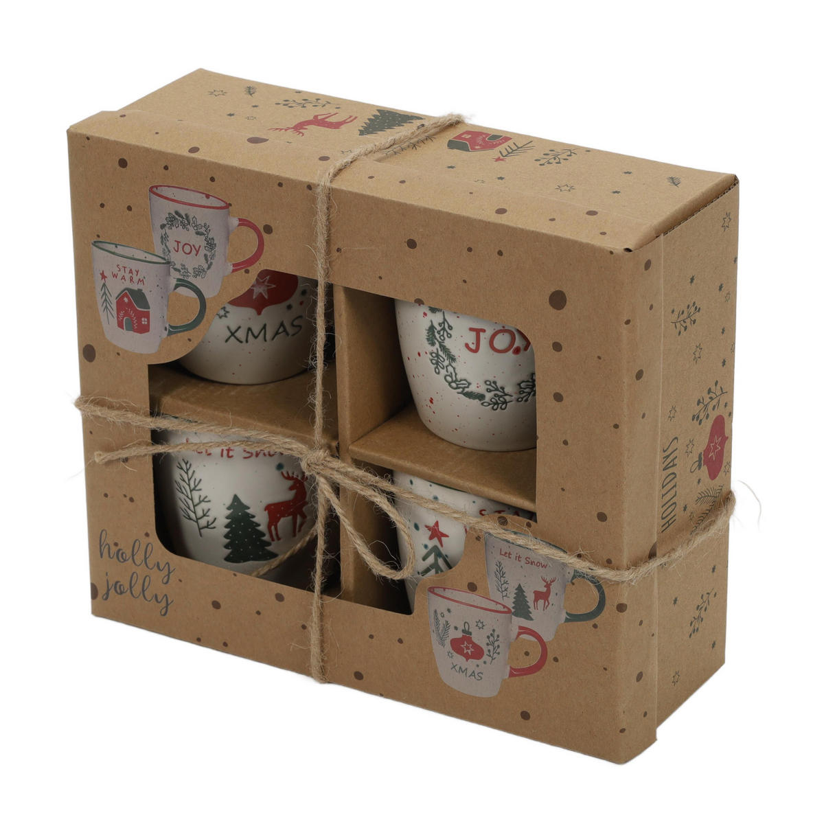 WEIHNACHTSBECHER Set 4 x 200 ml - Weiß, Keramik (200L) - Home Styling Collection