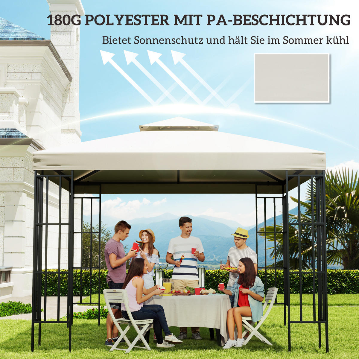 ERSATZDACH, Polyester, Cremeweiß - Weiß, Kunststoff (300/18/300cm) - Outsunny