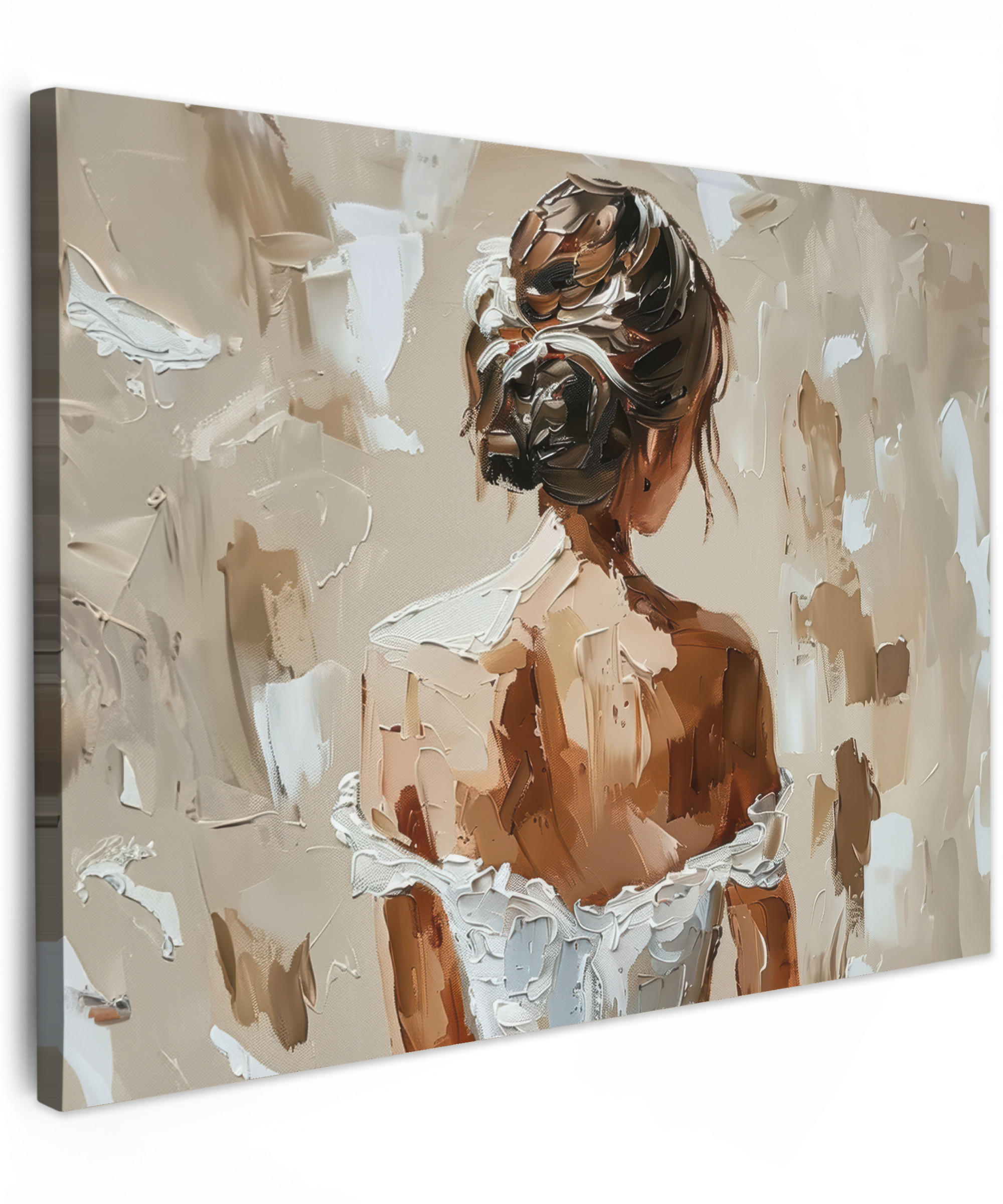 MuchoWow OBRAZ NA PLÁTNĚ Žena - malba - abstraktní - béžová - moderní 80x60 cm
