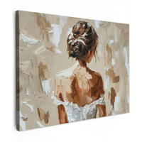 LEINWANDBILD - Frau - Farbe - Abstrakt - Beige - Modern - 40x30 - Wanddeko - Sandfarben, Textil (40/30cm) - MuchoWow