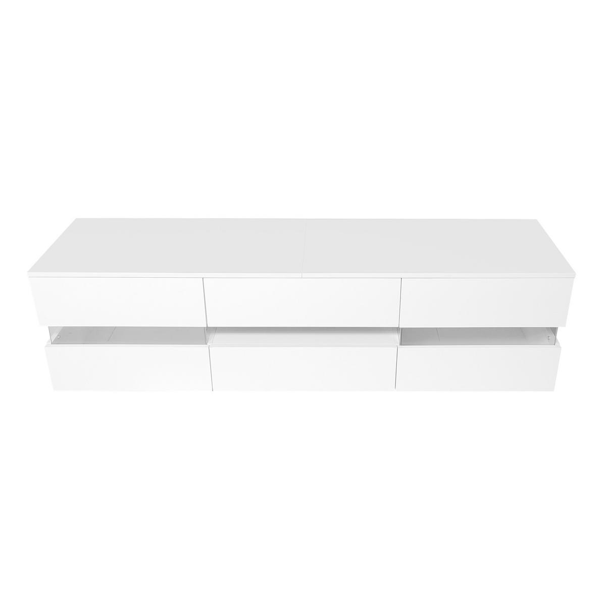 TV-SCHRANK mit Weiß Hochglanzfront, LED und Push-to-open 160/39/45 cm - Weiß, Holzwerkstoff (160/45/39cm) - Redom