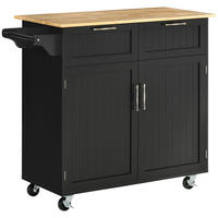 KÜCHENWAGEN, Mehrzweck, 2 Schubladen, Schrank, 4 Rollen, schwarz, 104x46x91cm - Multicolor, Metall (104/91/46cm) - FORIOUS