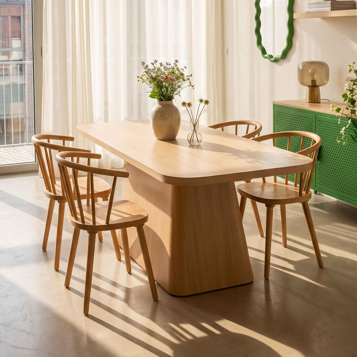 ESSTISCH, helles Holzeffekt - Beige, Holz (90/180/75cm) - Oviala