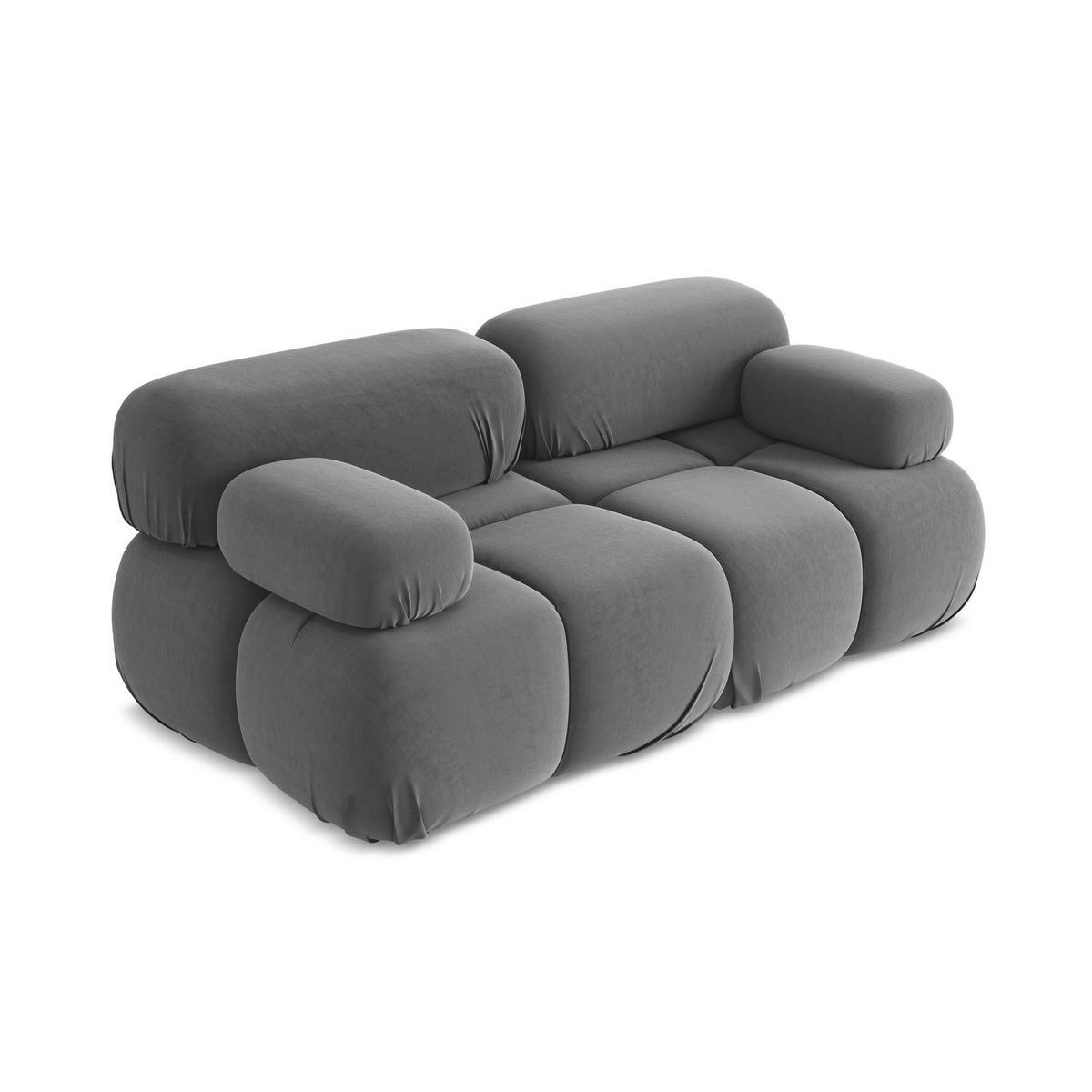 2-SITZER-SOFA Samt Stoff Grau - Dunkelgrau/Schwarz, Kunststoff/Textil (190/70/96cm) - LaMiaSofa