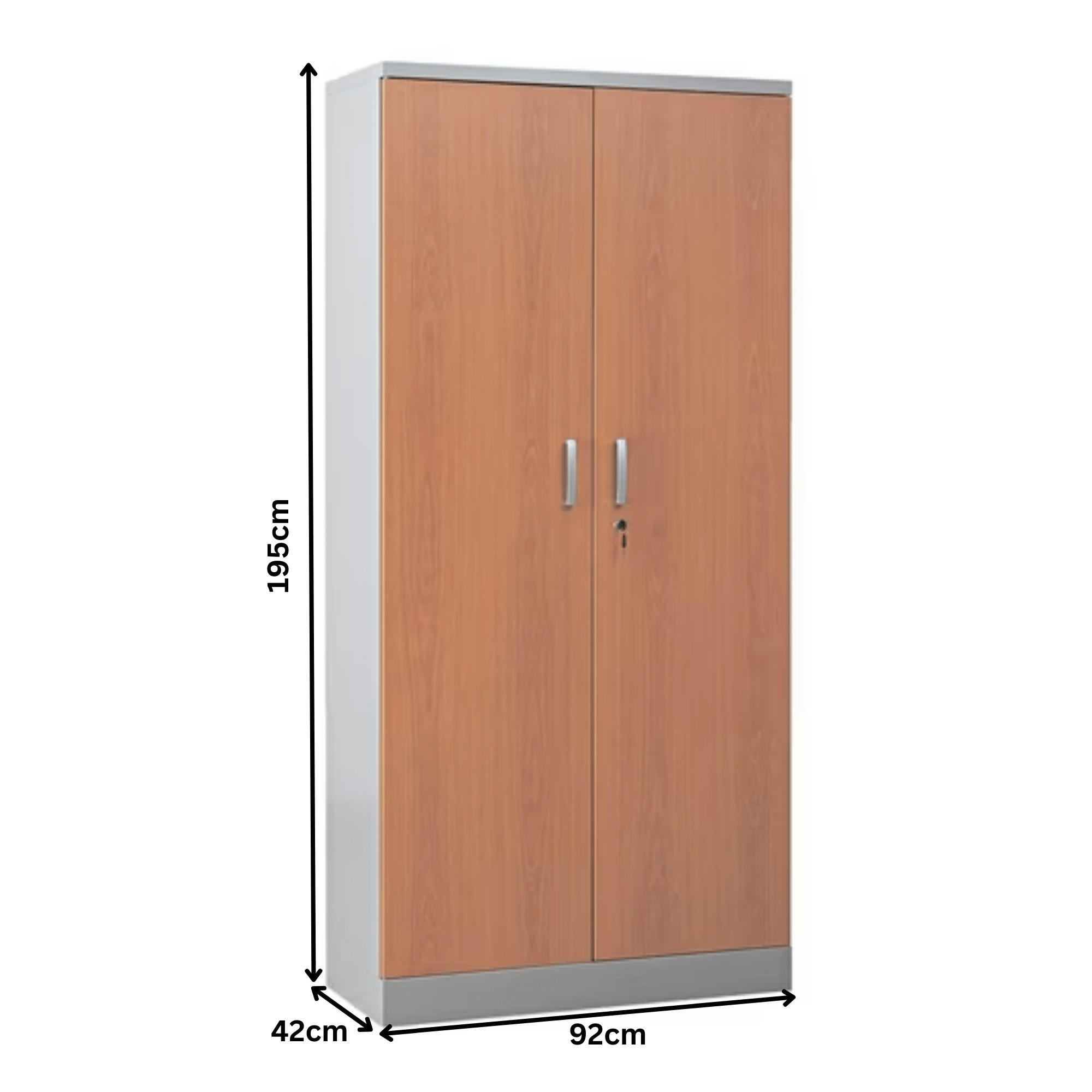 AKTENSCHRANK Beetle 4 Fachböden 195x92x42 cm Silber & Erle - Erlefarben, Metall (92/195/42cm)
