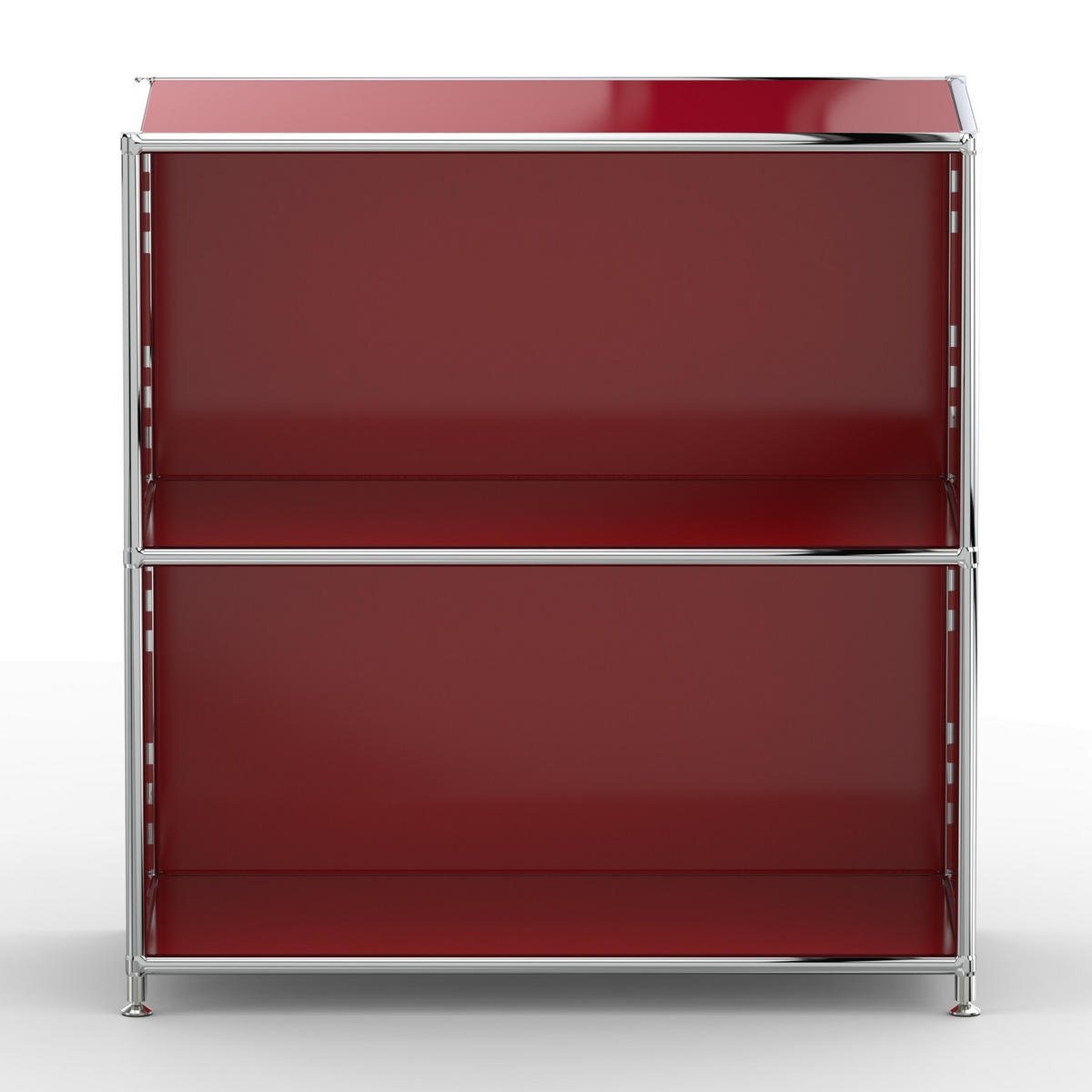 AKTENSCHRANK Büro, 2 offene Fächer, Breite 77 cm, Rubinrot - Chromfarben/Rot, Metall (40/80.5/77.2cm) - Versee