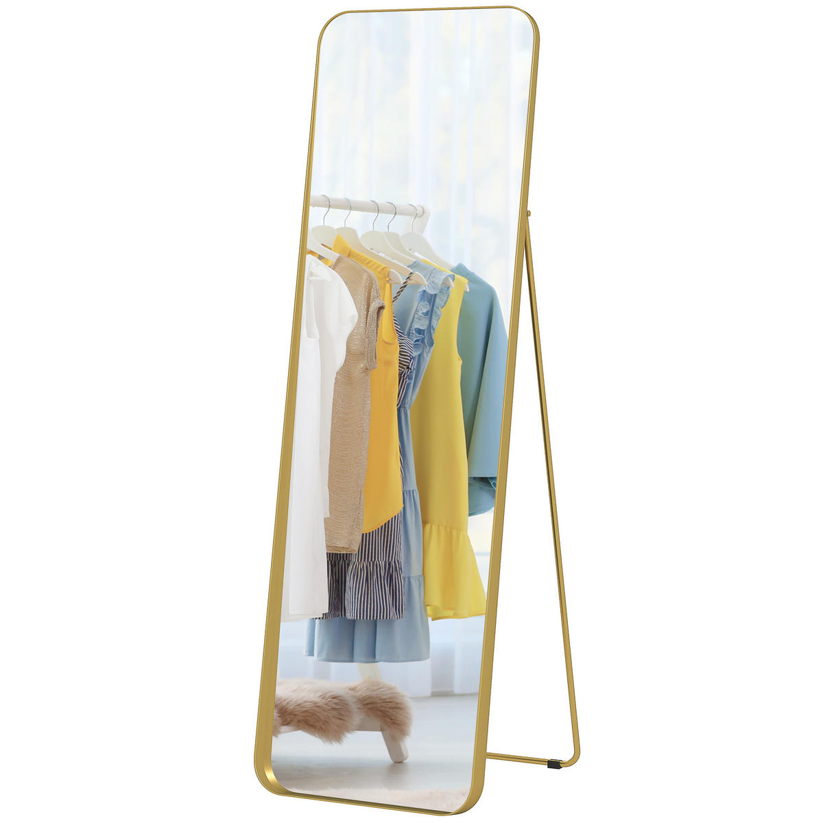 STANDSPIEGEL DE-09725 neigbar, freistehend Goldfarben - Goldfarben, Metall (50/160/6cm) - ComfortXL
