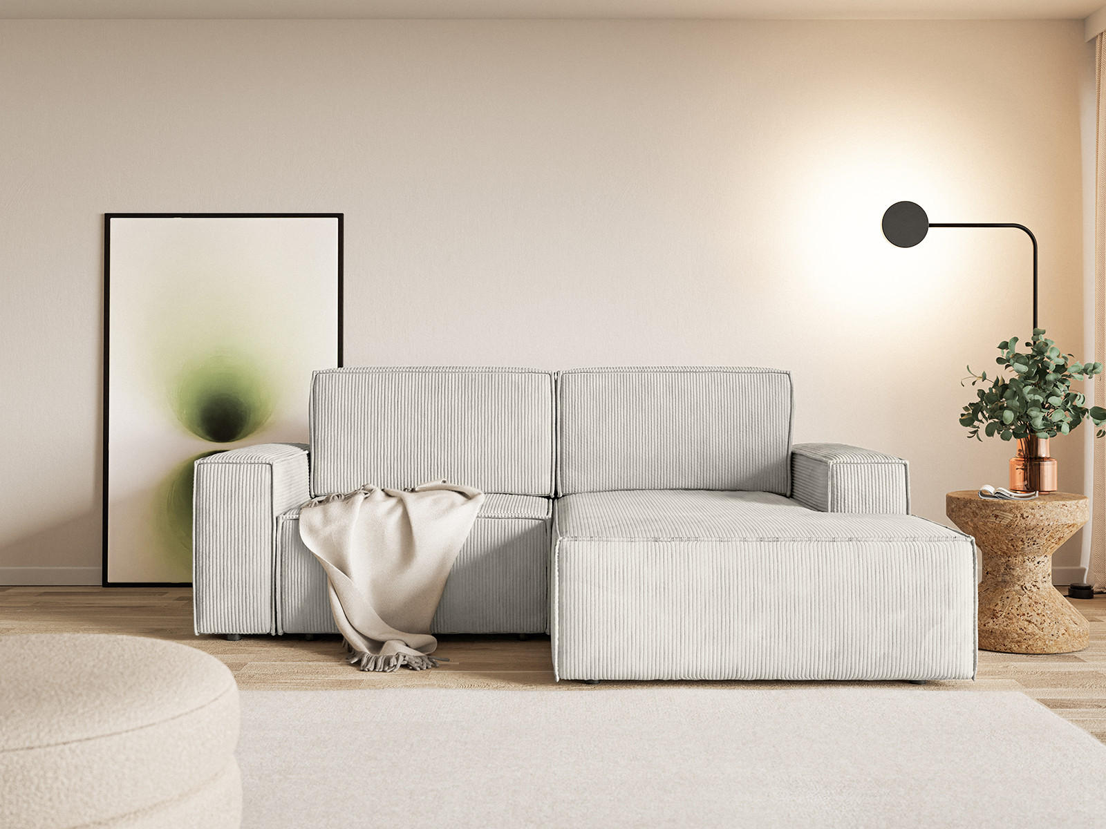 ECKSOFA KOKKO MINI mit Schlaffunktion, Weiß - Weiß, Textil (240/167cm) - Fedve