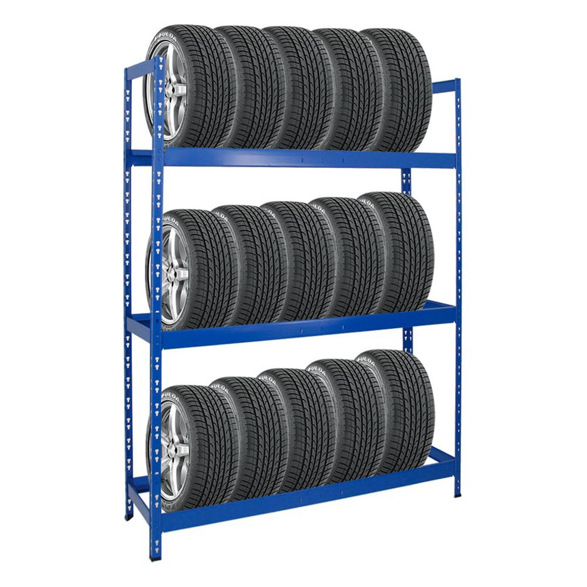 REIFENREGAL Tiger XL 200x150x45 cm 300 kg Fachlast bis zu 18 Reifen auf 3 Ebenen Blau - Blau, Metall (150/200/45cm) - PROREGAL
