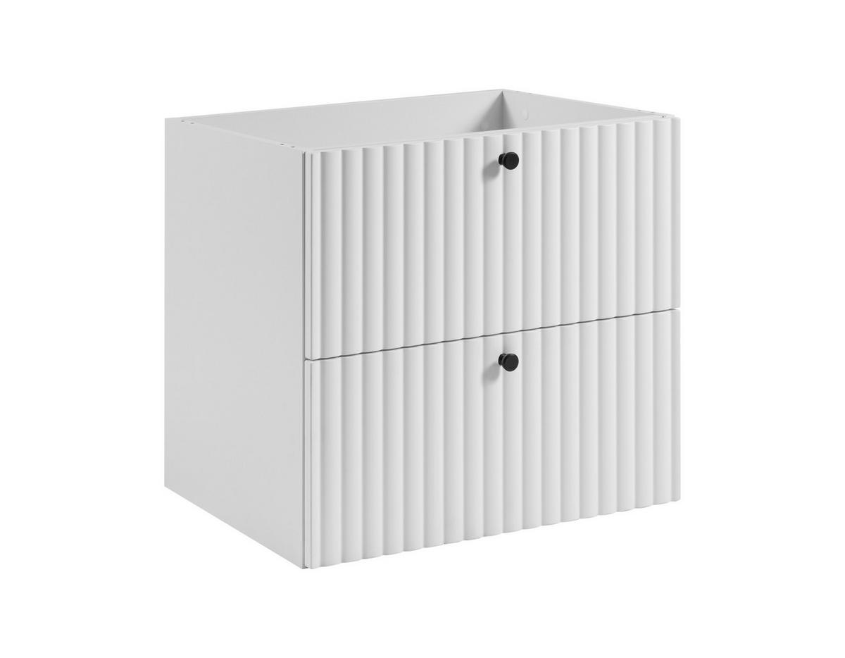 BADEZIMMERSCHRANK: Weiß / Platte Helle Eiche / Griffe Schwarz / Beine Schwarz, 60 x 44,4 x 73,6 cm - Schwarz/Weiß, Holzwerkstoff (60/73.6/44.4cm) - 3XE LIVING