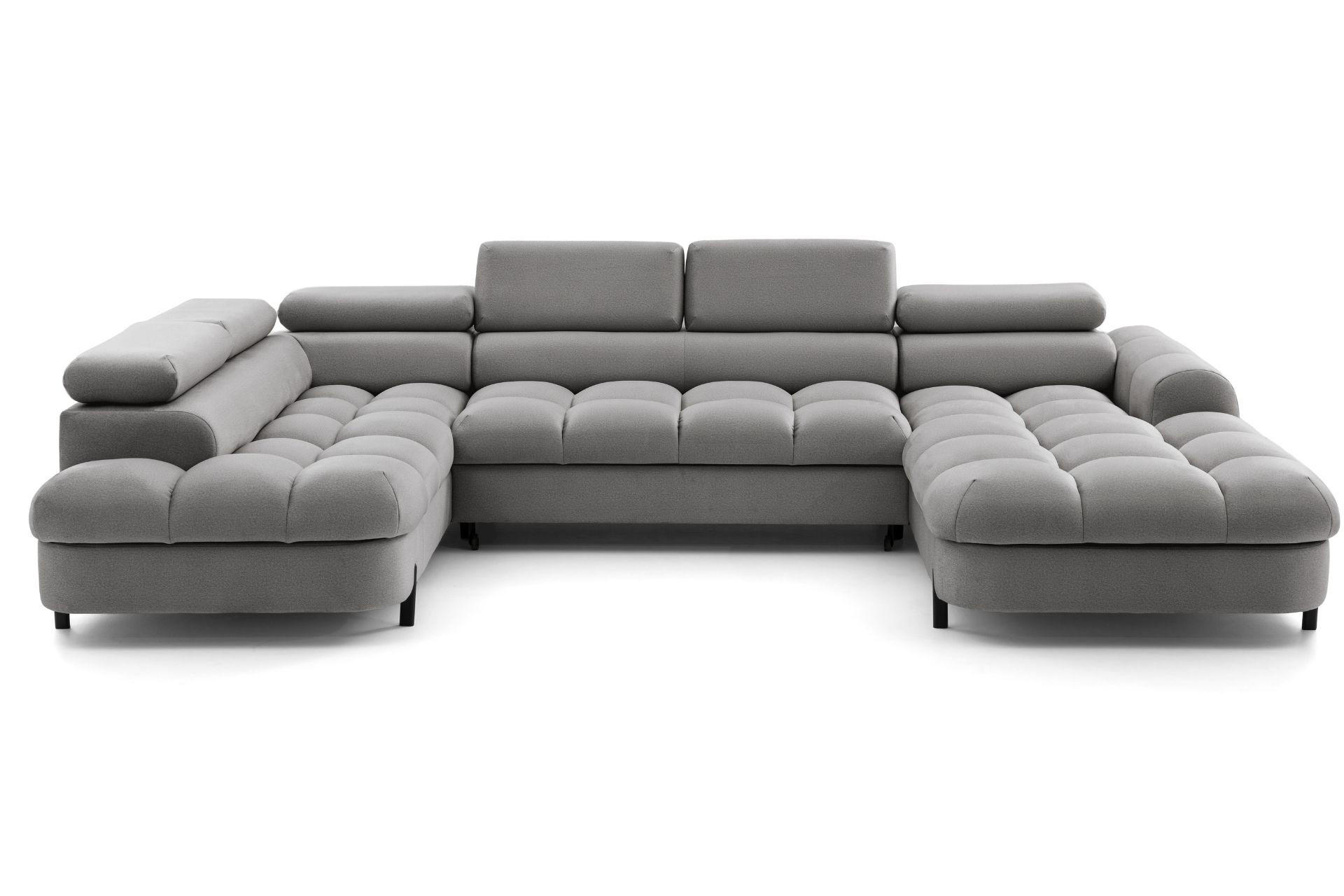 ECKSOFA U-Form BOWL U Links mit Schlaffunktion 125x265 Velours Grau - Schwarz/Grau, Holz/Textil (339/90/195cm) - Muffo