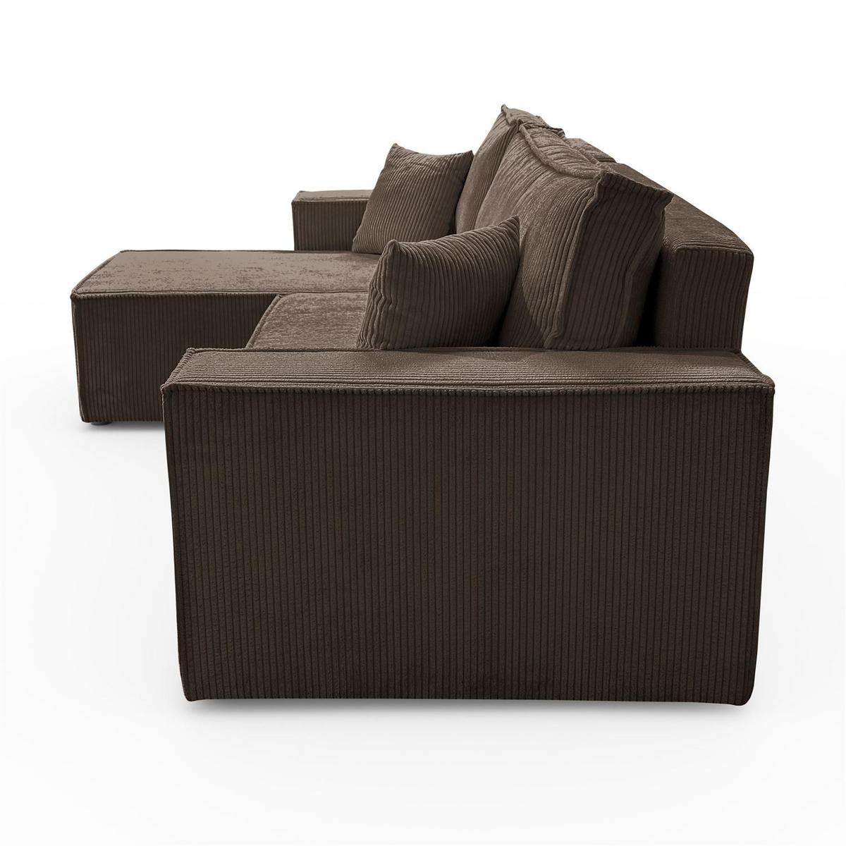 GEPOLSTERTES Ecksofa CARLOS L, Poso 06 - Braun, Textil (247/143cm) - Lookway