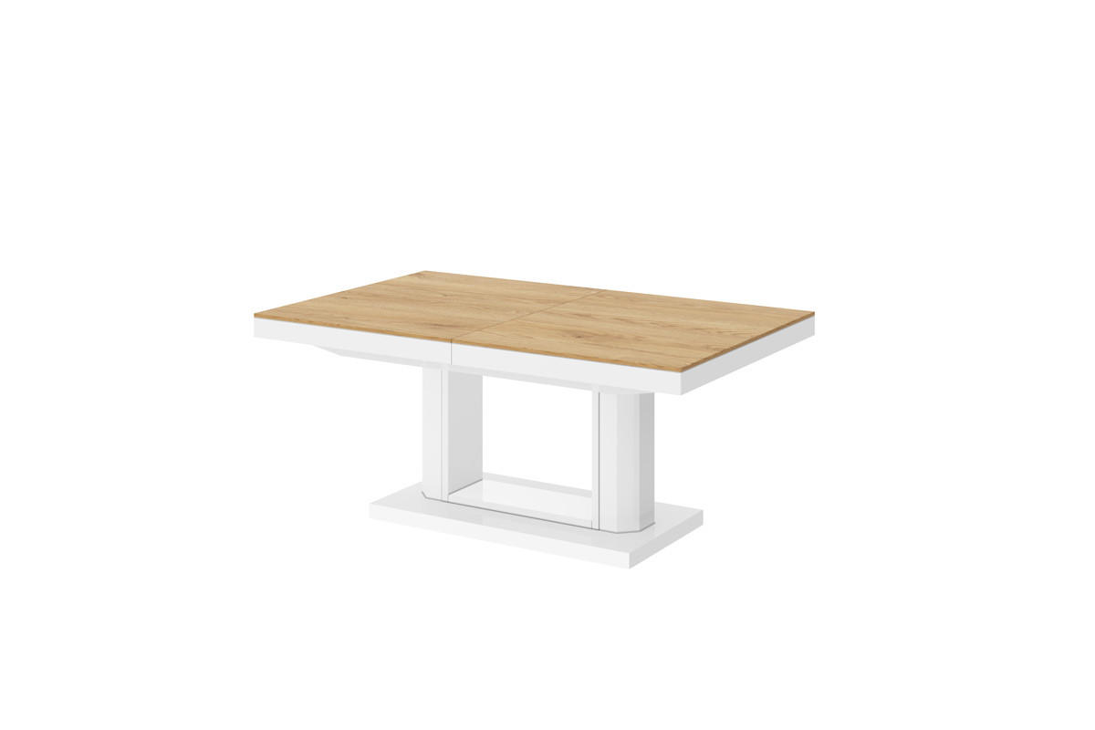 designimpex Couchtisch Eiche, Weiß Hochglanz 120x54x75 cm