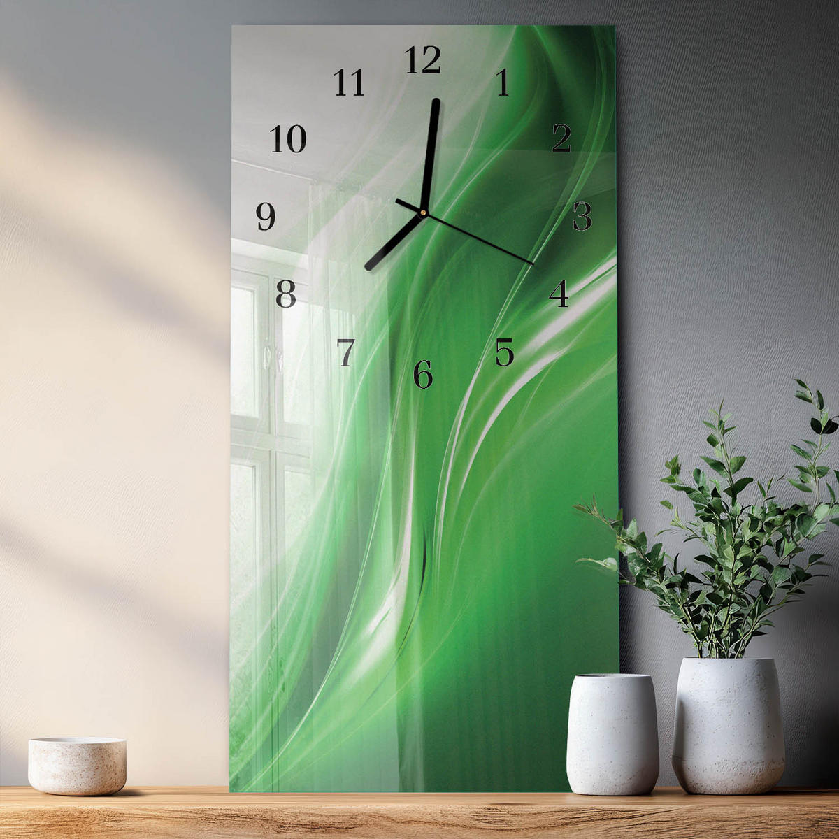 WANDUHR 60x30 cm - Sturm - Grün, Glas (30/60/0.4cm) - TULUP