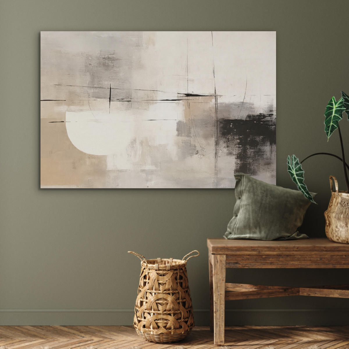 AKUSTIKBILD Abstrakt - Kunst - Grau Akustikpaneele 90x60 cm - Hellgrau, Kunststoff (90/60/0.9cm) - MuchoWow