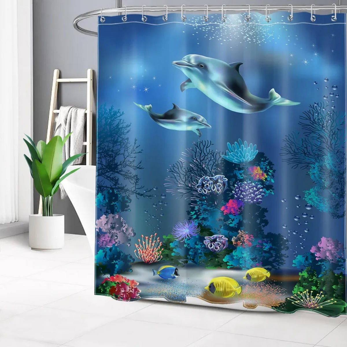 DUSCHVORHANG Polyester schimmelresistent waschbar mit Haken - Multicolor, Kunststoff (180/180cm) - MCBOSON