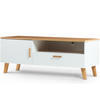 LOWBOARD FRISK TV-Schränke mit Schublade und Türe, weiß - Eichefarben/Weiß, Eichenholz/Holzwerkstoff (126/49/46cm) - KONSIMO®