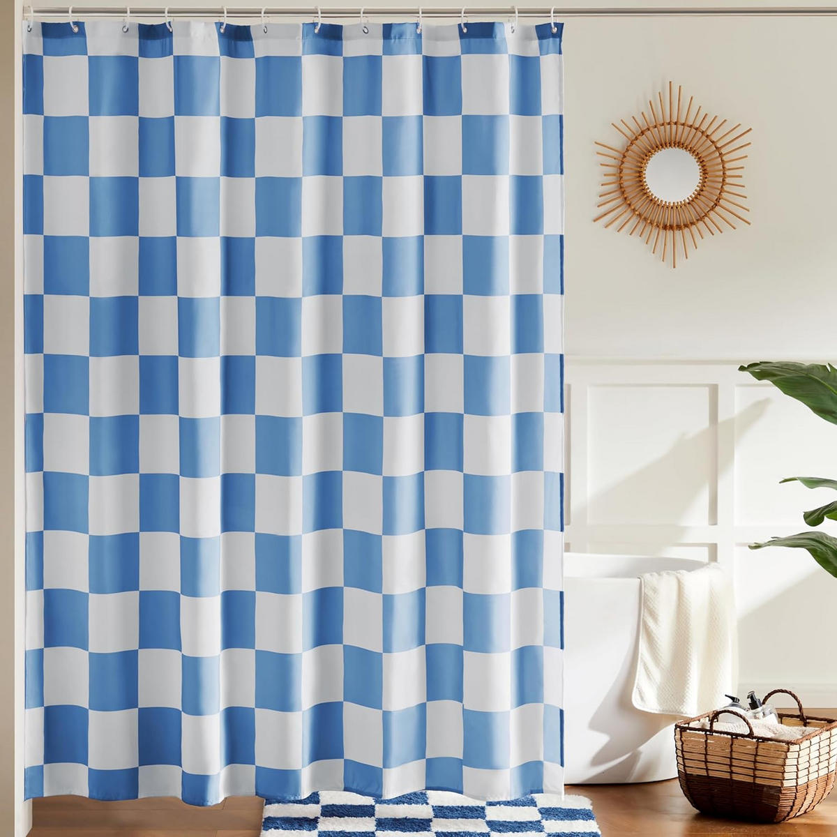 DUSCHVORHANG Karierter 180 x 180 cm - Blau, Textil (180/180cm) - Kaket