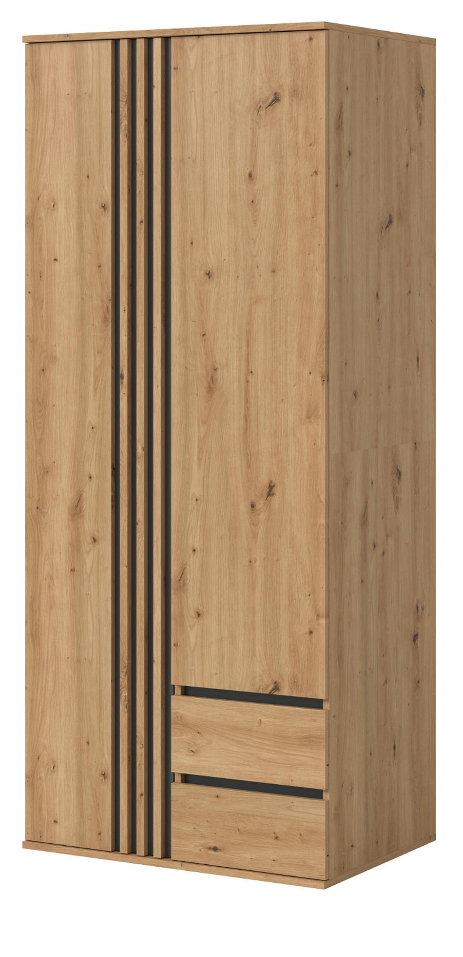 KLEIDERSCHRANK Eiche Artisan, grau 80 x 192 cm, Wäscheschrank 2-türig - Anthrazit/Eiche Artisan, Holzwerkstoff (80/192/56cm) - Inn.Furn