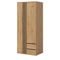 KLEIDERSCHRANK Eiche Artisan, grau 80 x 192 cm, Wäscheschrank 2-türig - Anthrazit/Eiche Artisan, Holzwerkstoff (80/192/56cm) - Inn.Furn