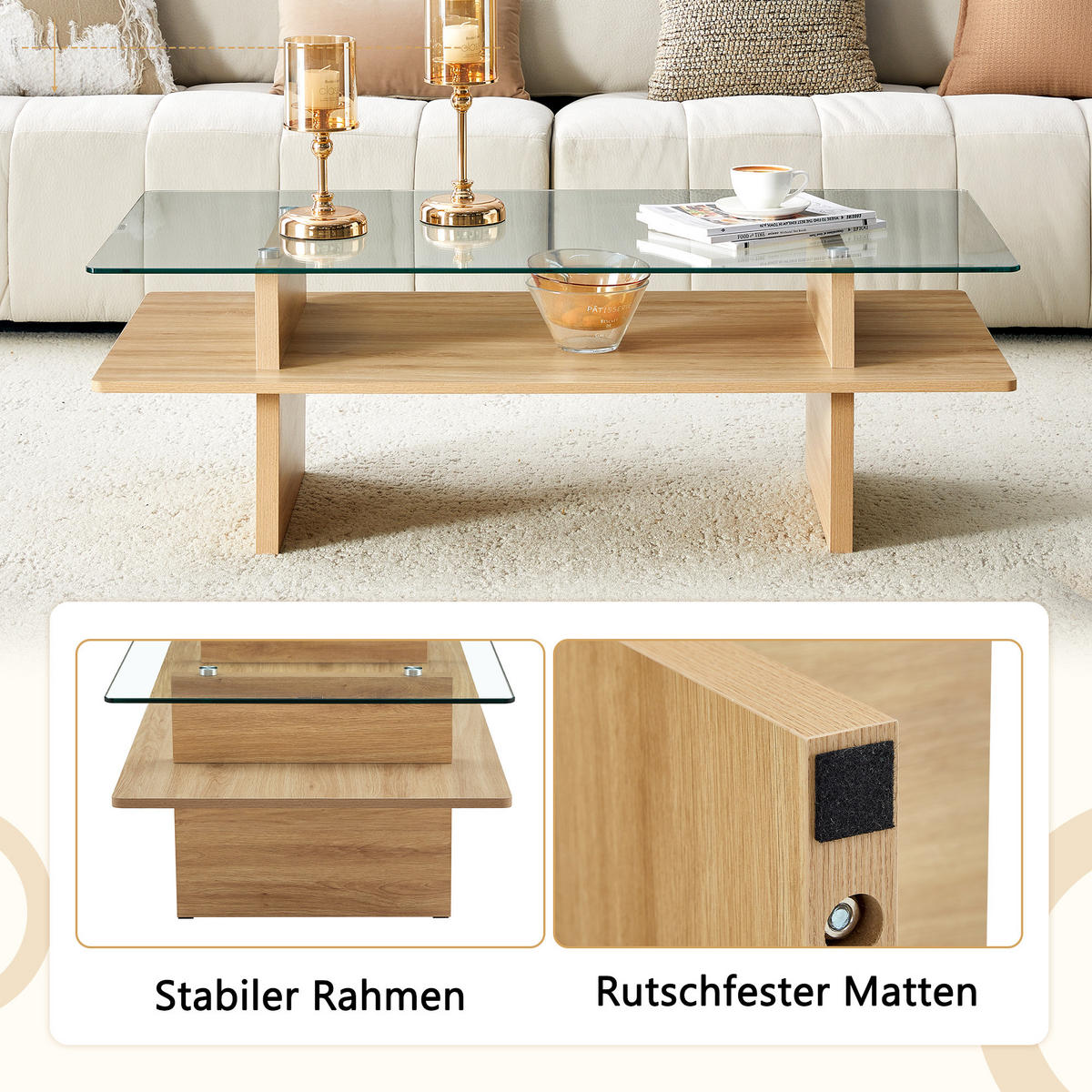 COUCHTISCH Holzfarben 115/55/40 cm - Naturfarben, Holzwerkstoff (55/115/40cm) - PANGIVO