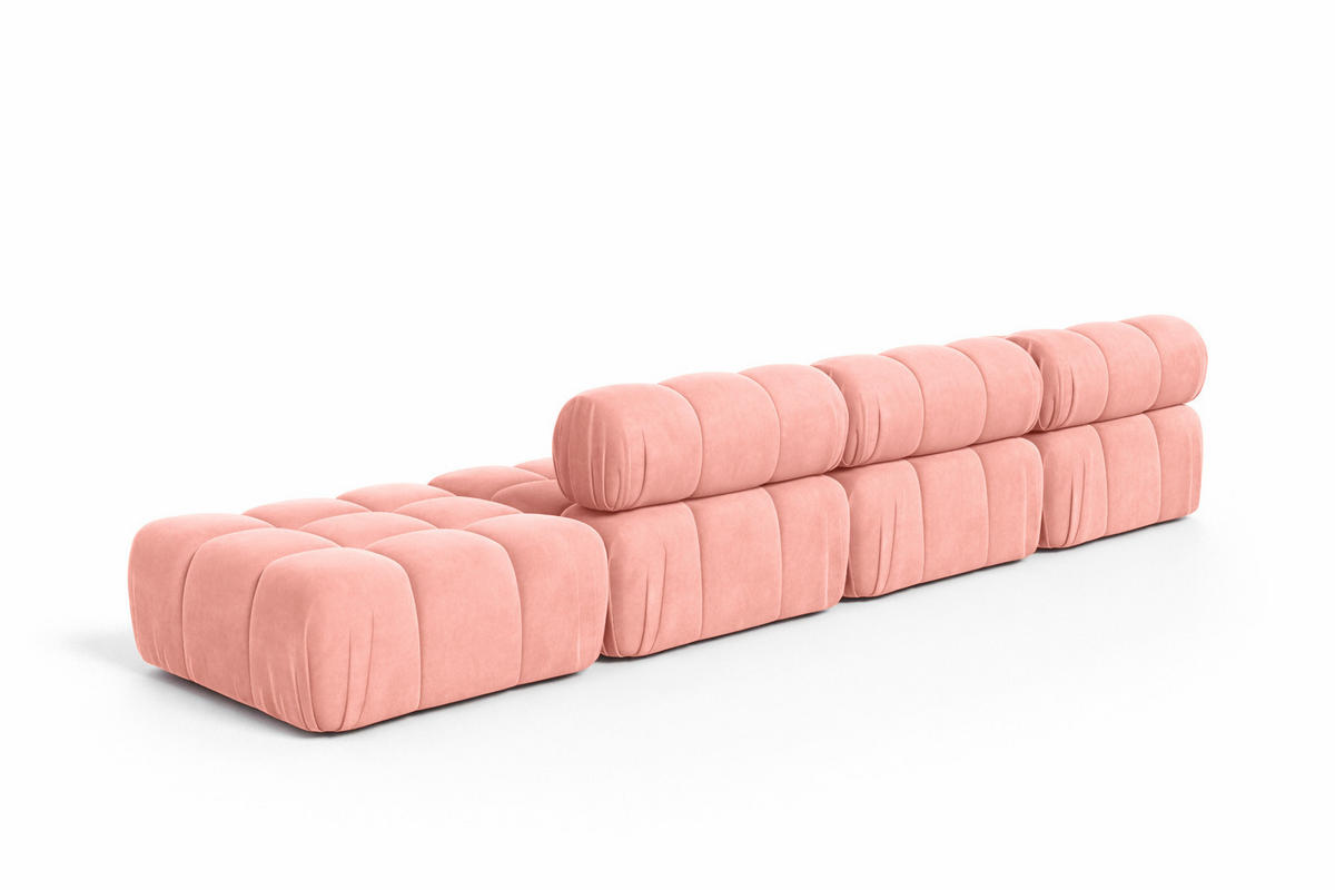 ECKSOFA L-Form XL, Stoff Velours Salvador, Rosa, Links, Selia L XL - Pink, Holz (380/160cm) - Kaiser Möbel
